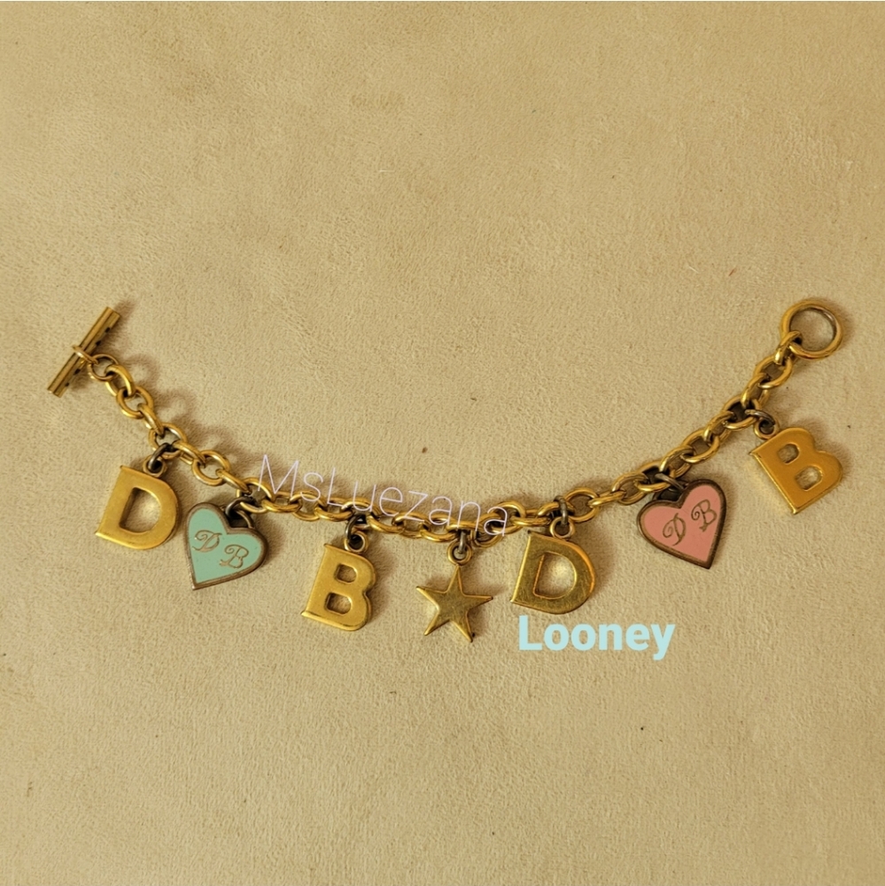 Dooney Bourke Goldtone D B Charm Bracelet